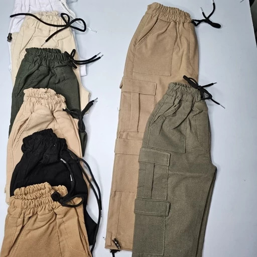 شلوار بچگانه کارگو راحتی بنگال کتان کش از 2 تا 12 سال( سایز 50 تا 90) در 7 رنگ